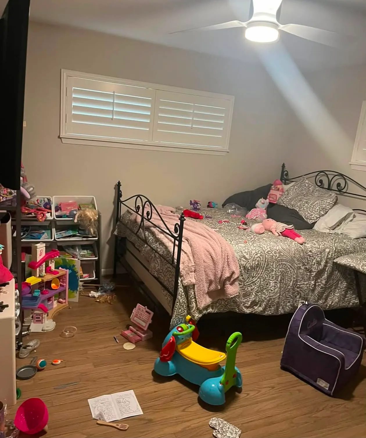 Kids' bedroom before tidying